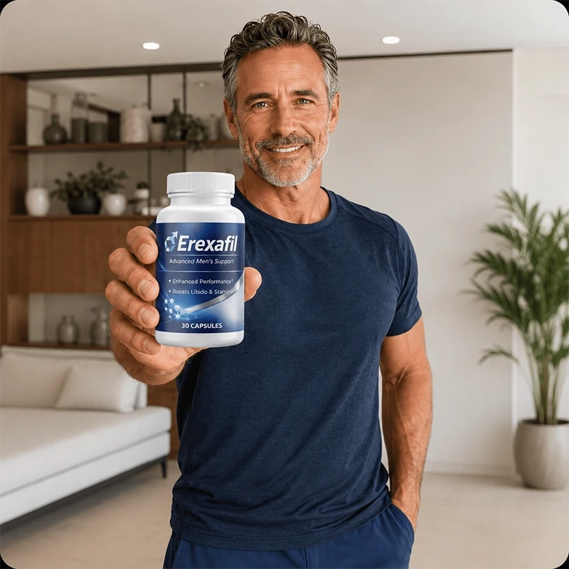 Man holding Erexafil bottle